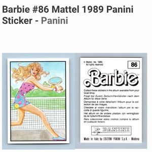 Vintage Barbie- Panini Album Sticker #86 from Mattel 1989 BARBIE TENNIS PLAYER